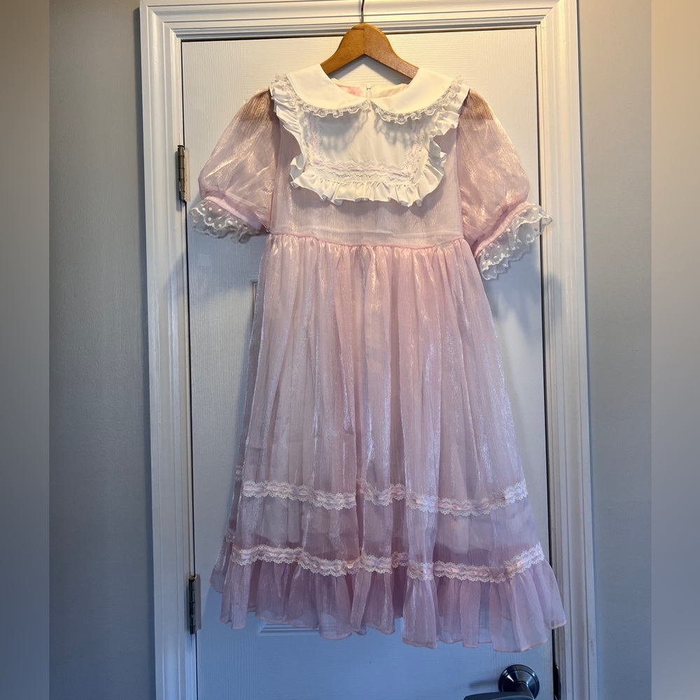 Pink Sheer Ruffled Dress
